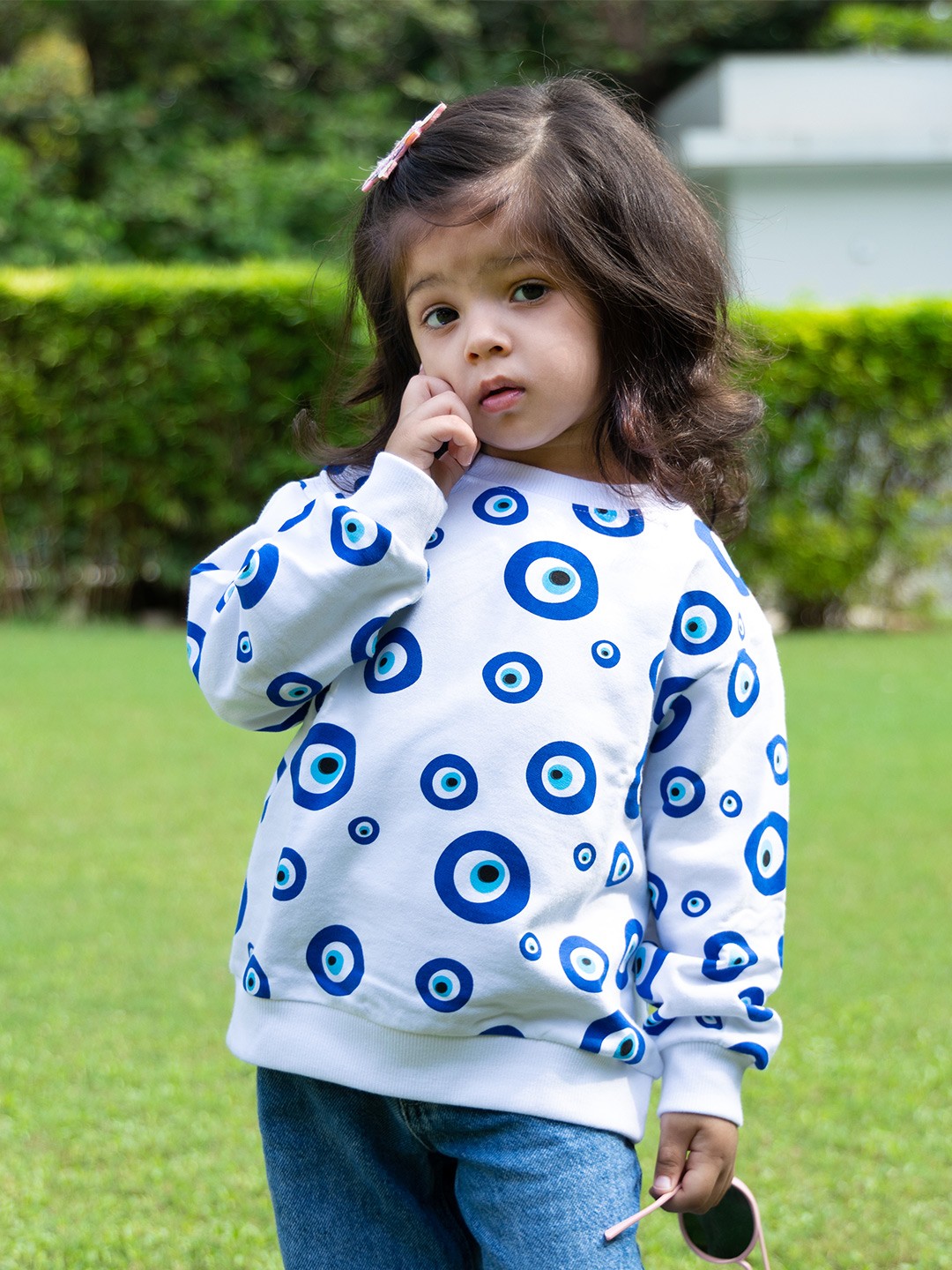 

Cuddles for Cubs Unisex Kids Printed Cotton Sweatshirt, White
