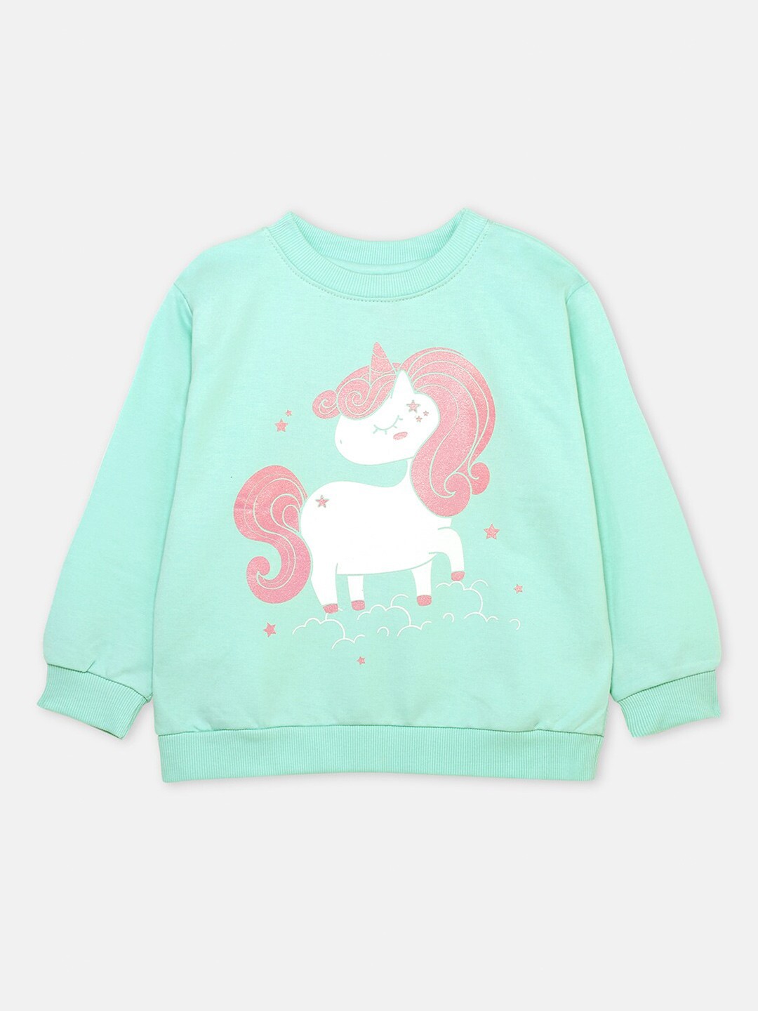 

Cuddles for Cubs Unisex Kids Printed Cotton Sweatshirt, Green