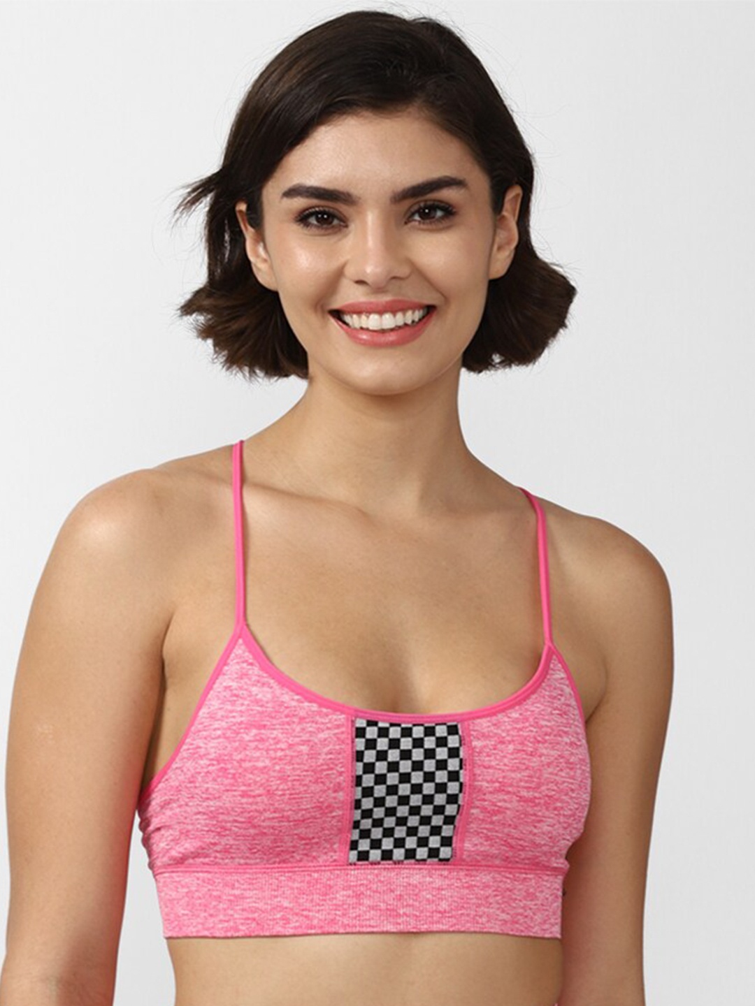 

FOREVER 21 Pink & Black Abstract Bra