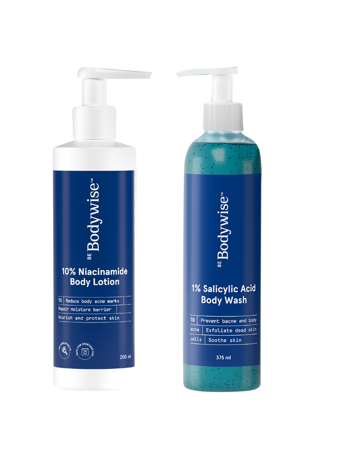 

Be Bodywise Set of 1% Salicylic Acid Body Wash 375 ml & 10% Niacinamide Body Lotion 200ml, Blue