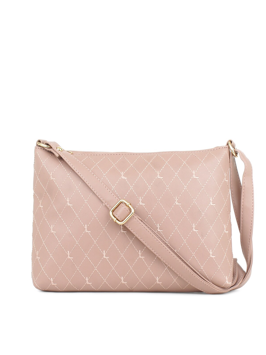 

LEGAL BRIBE Women Pink Geometric PU Structured Hobo Bag with Quilted
