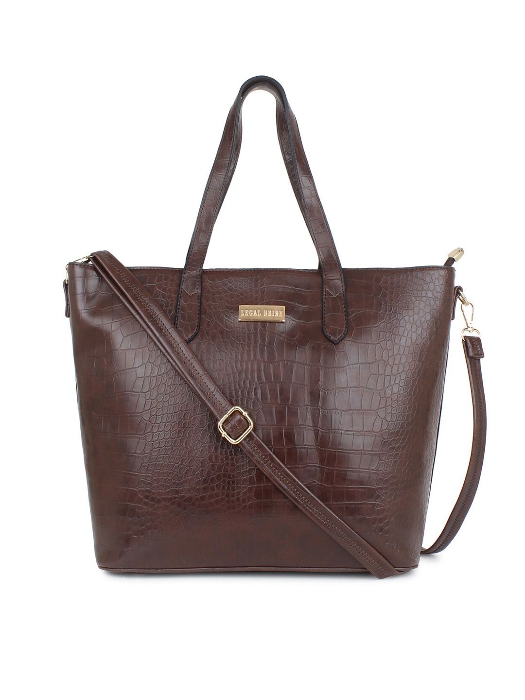

LEGAL BRIBE Women Brown Animal Textured PU Structured Shoulder Bag