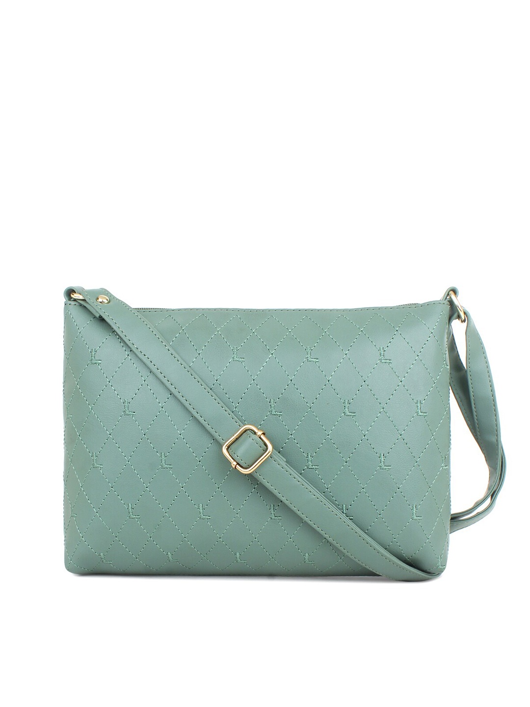 

LEGAL BRIBE Women Green Textured PU Structured Sling Bag