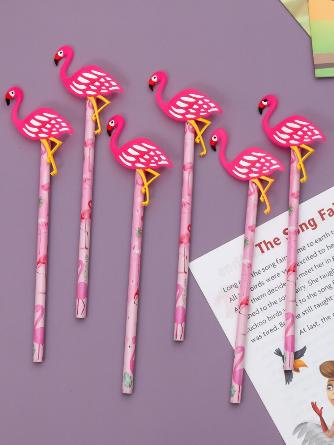 

Yellow Bee Kids Set of 6 Flamingo Motifs Printed Pencils, Pink