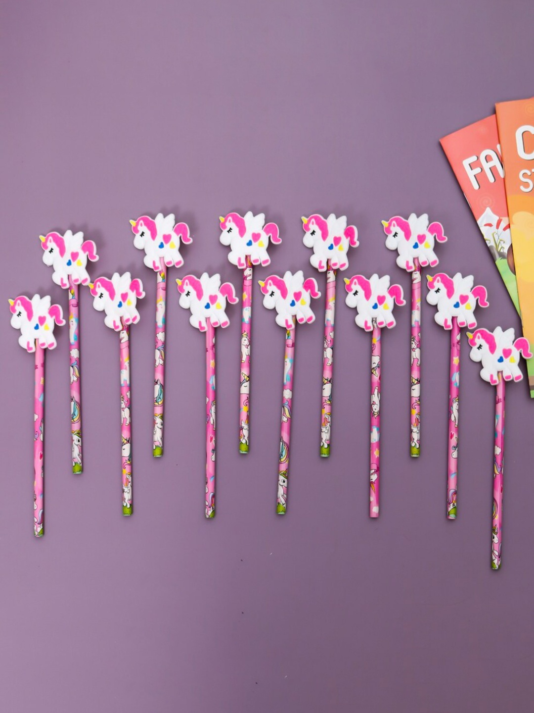

Yellow Bee Kids Set Of 12 Printed Pencil with Unicorn Motifs, Pink