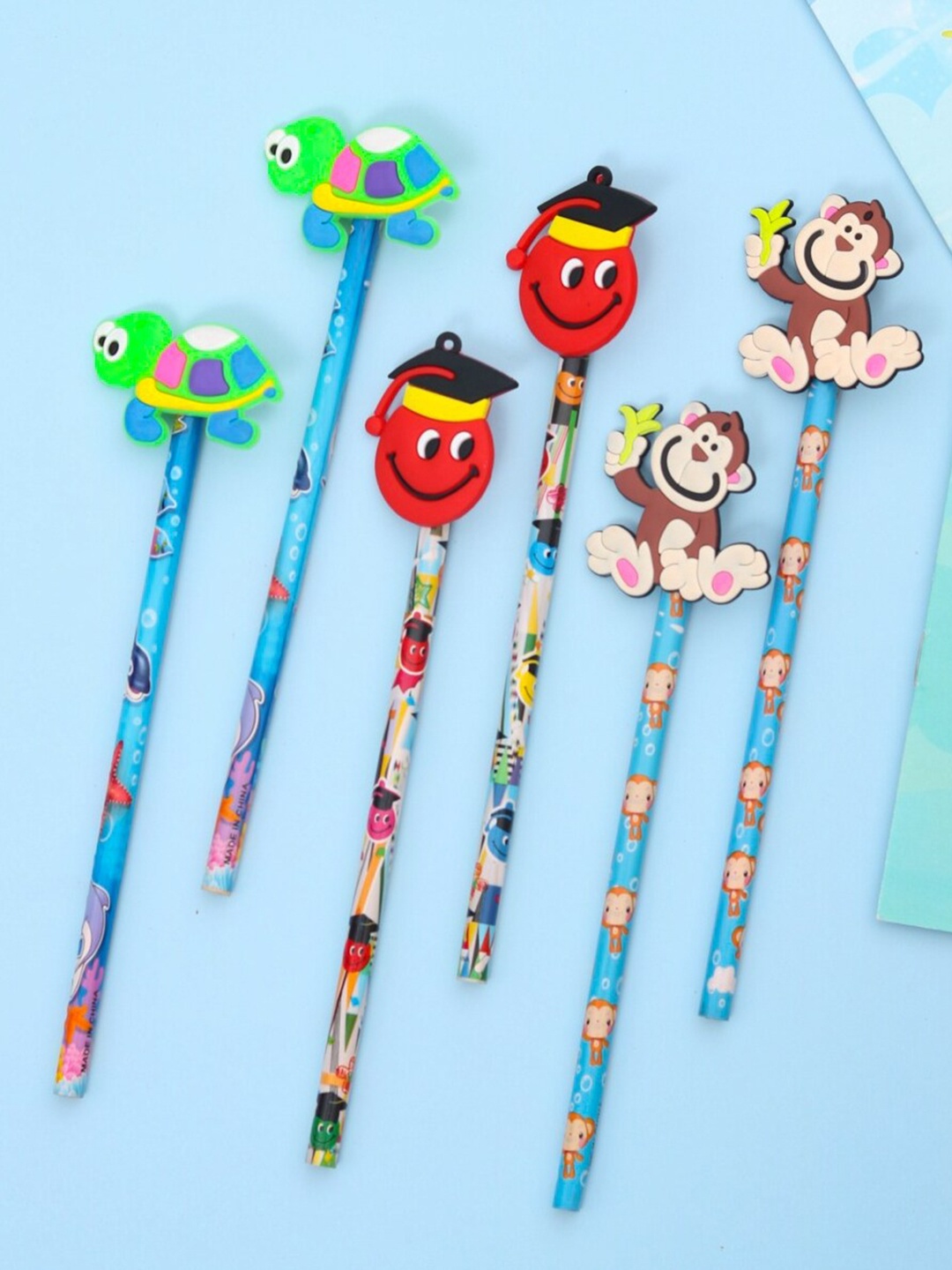 

Yellow Bee Kids Set Of 6 Printed Pencil, Blue