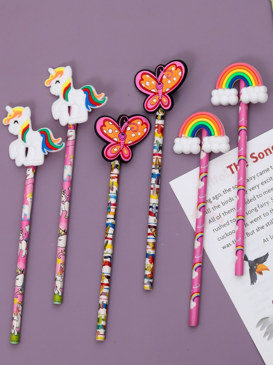 

Yellow Bee Kids Set Of 6 Pink Printed Pencil