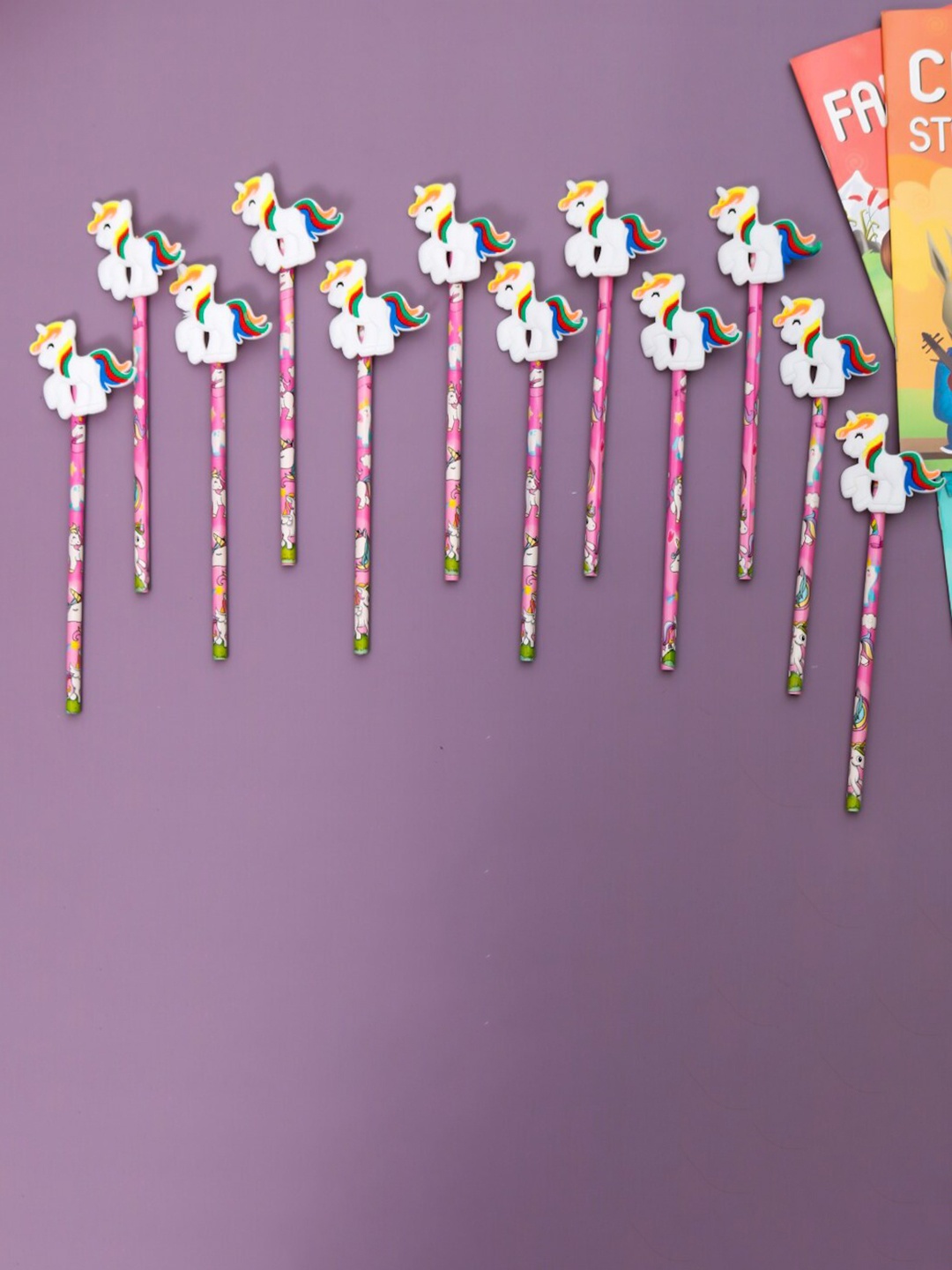 

Yellow Bee Kids Set Of 12 Pink Unicorn Printed Pencil