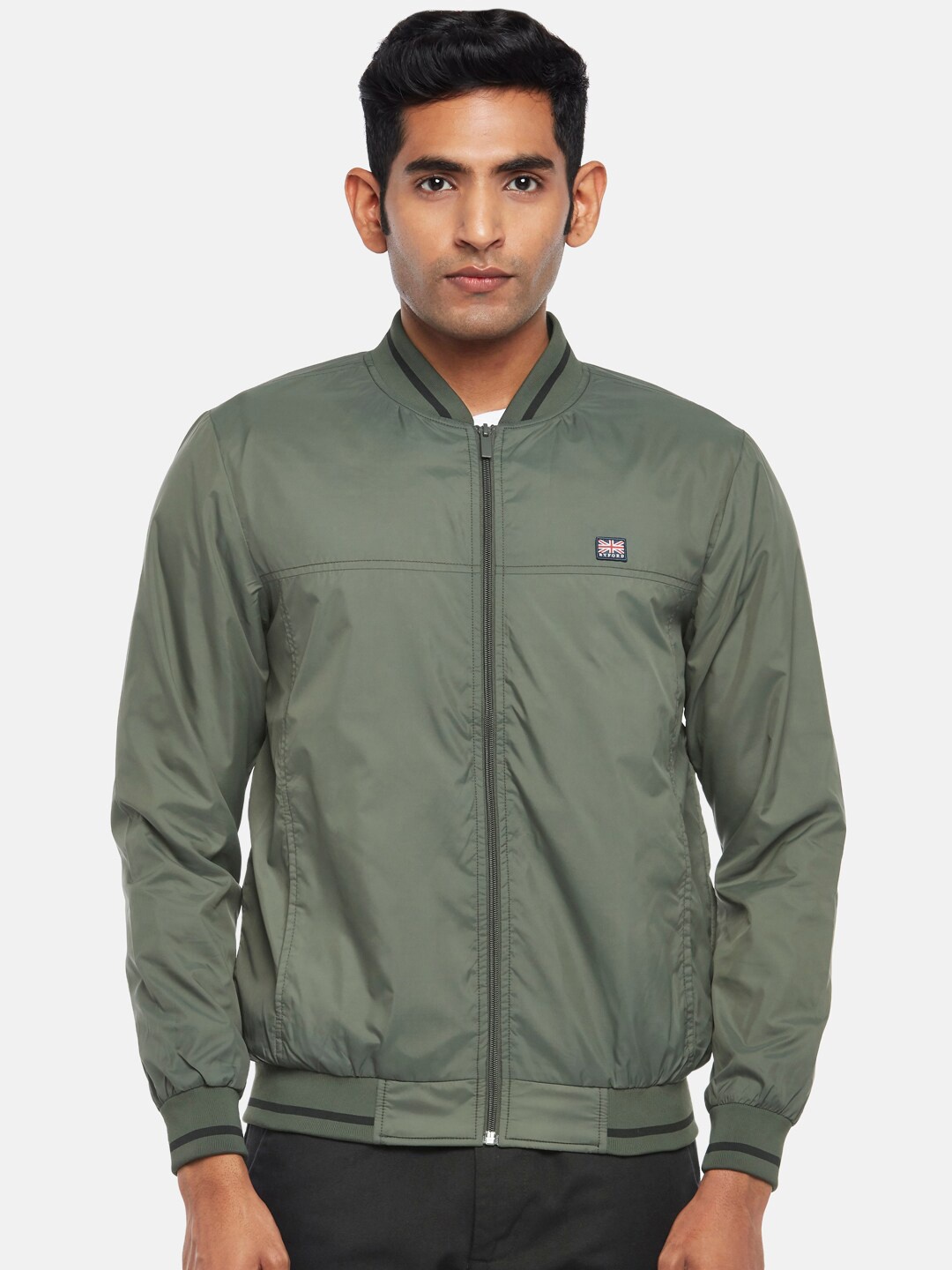 

BYFORD by Pantaloons Men Green Solid Bomber Jacket