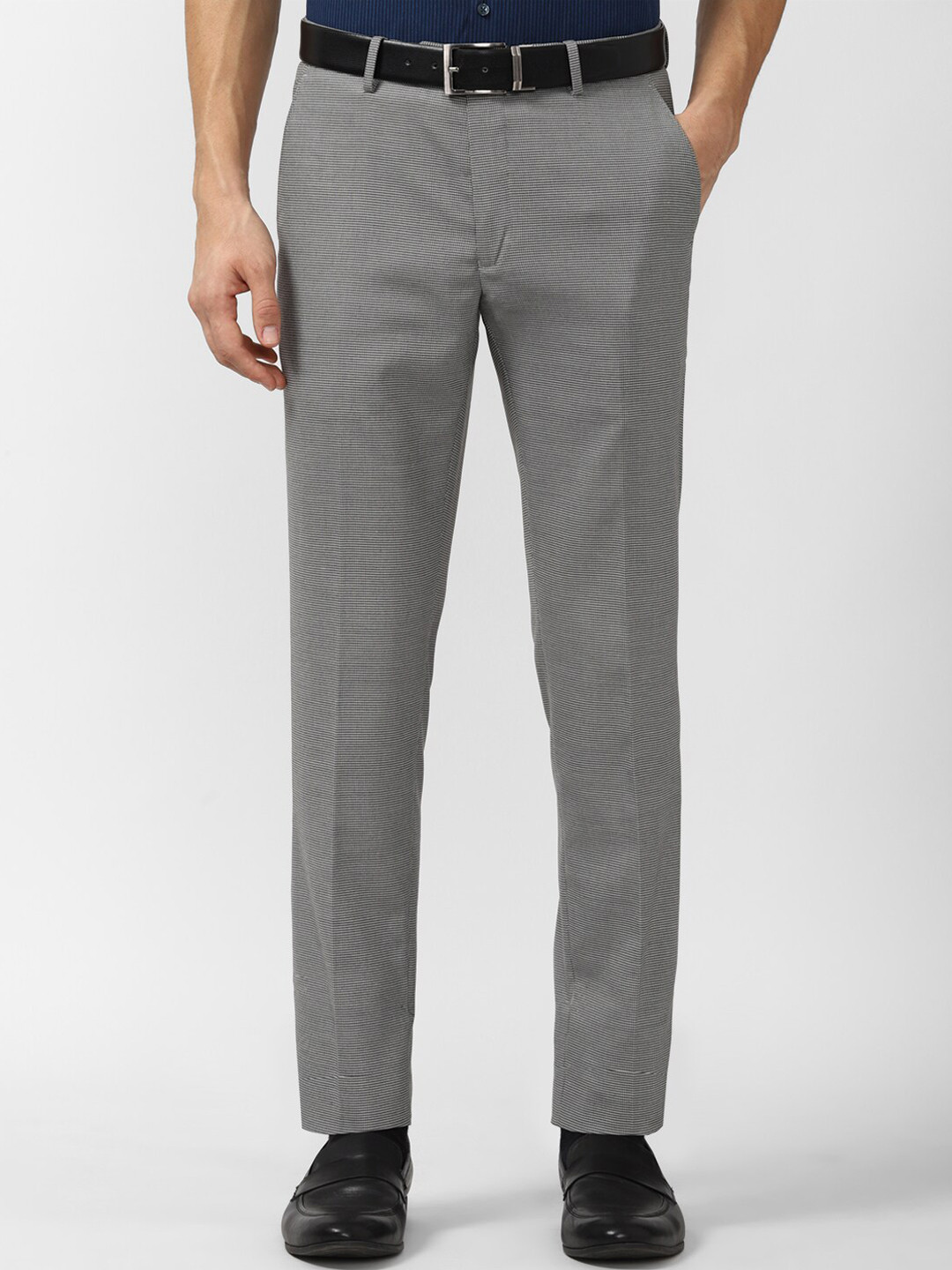 

Peter England Men Grey Textured Slim Fit Formal Trouser