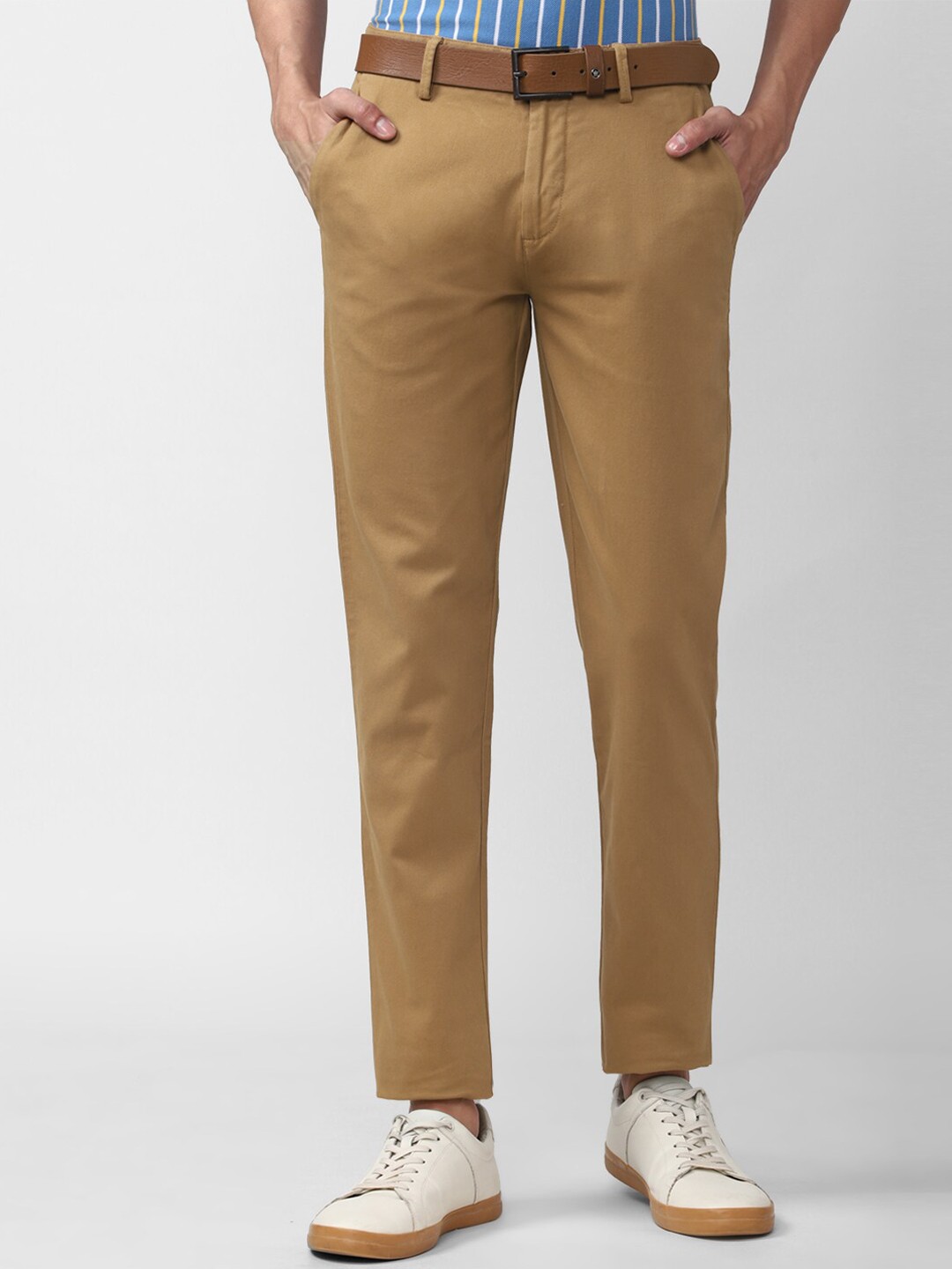 

Peter England Casuals Men Slim Fit Trousers, Brown