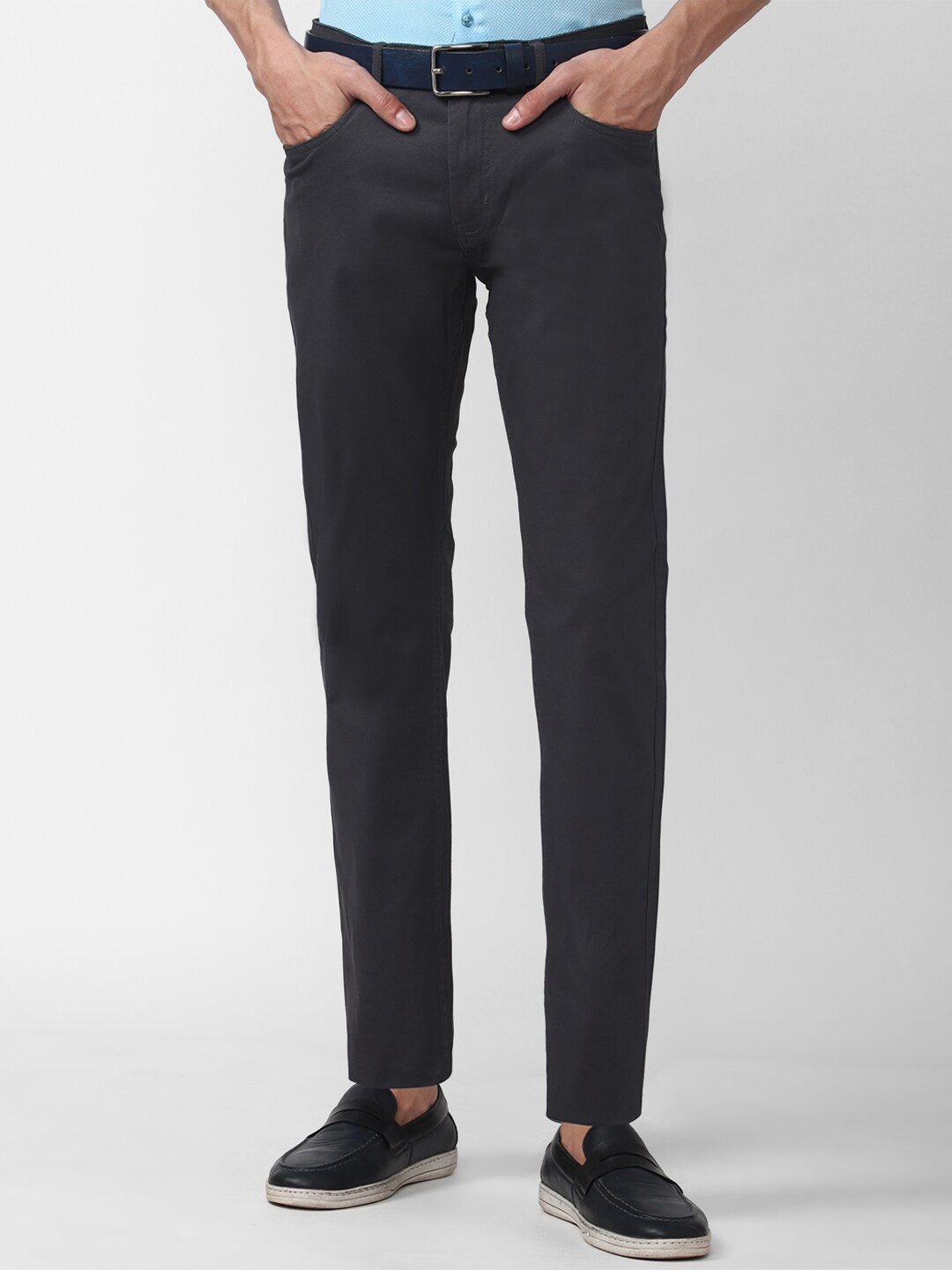 

Peter England Casuals Men Grey Slim Fit Formal Trousers