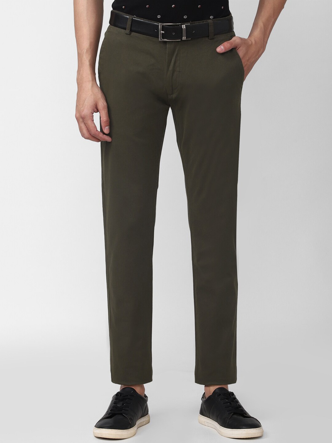 

Peter England Casuals Men Olive Green Slim Fit Chinos Trousers