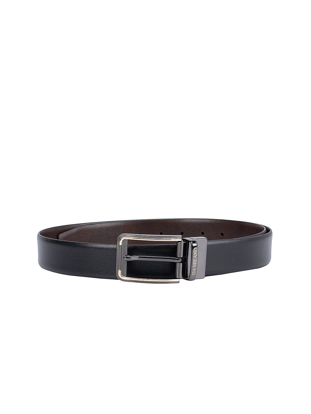 

Da Milano Men Textured Leather Belt, Black