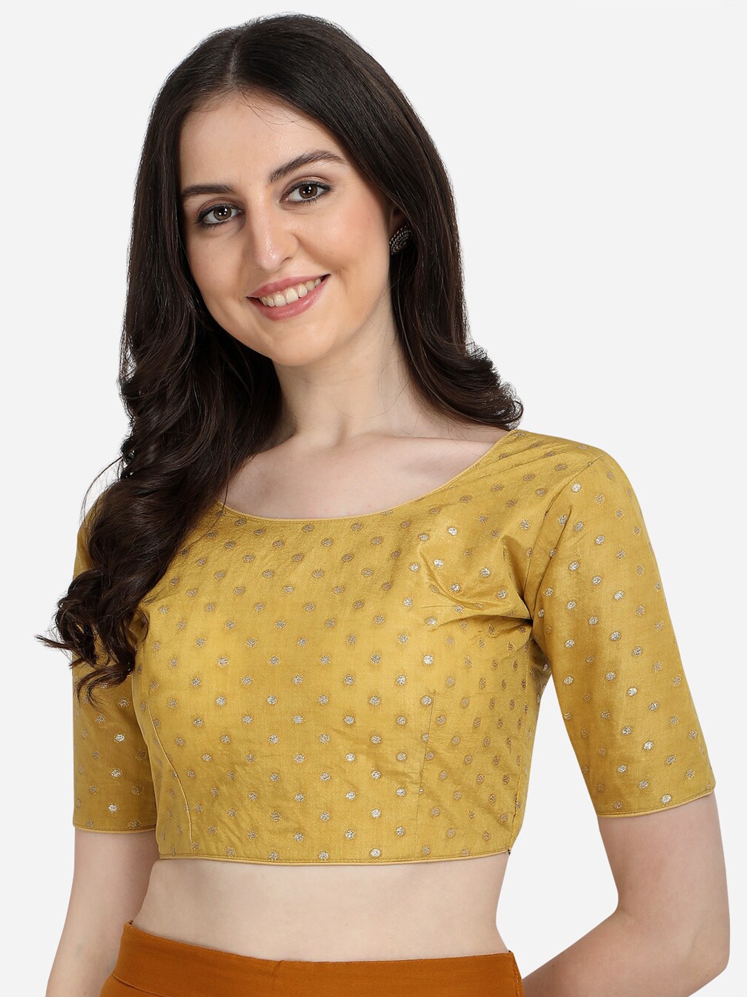 

Fab Viva Women Beige Jacquard Saree Blouse