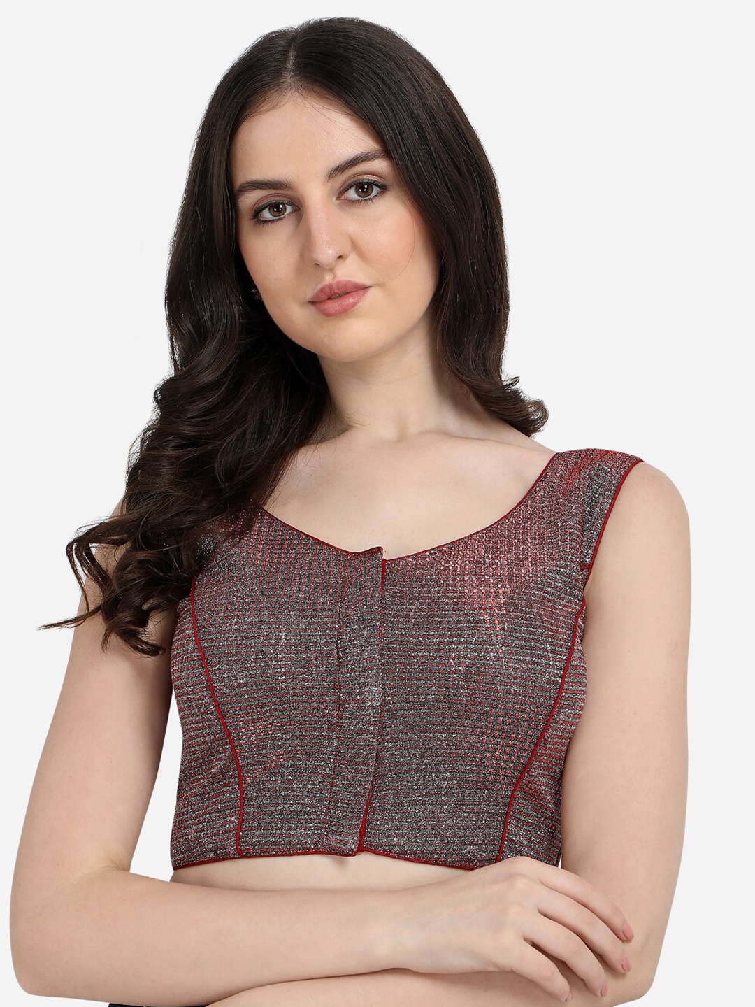 

Fab Viva Red Embellished Silk Saree Blouse