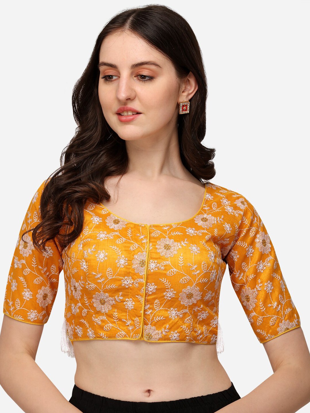 

Fab Viva Women Yellow Embroidered Saree Blouse
