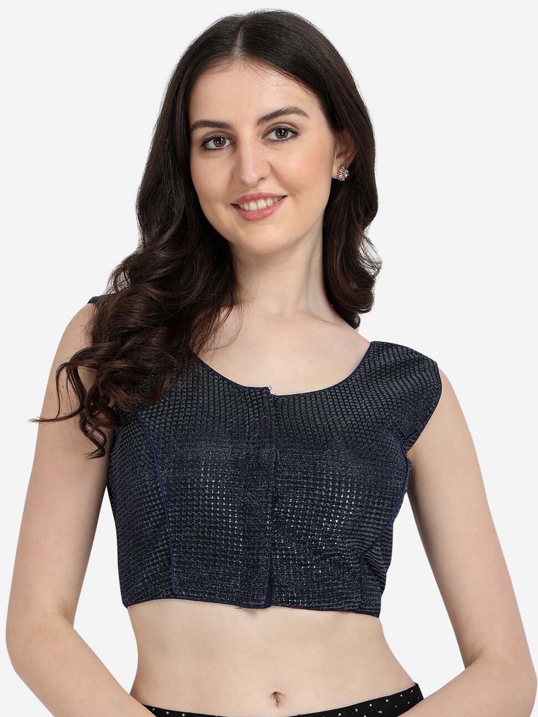 

Fab Viva Navy Blue Embellished Silk Saree Blouse