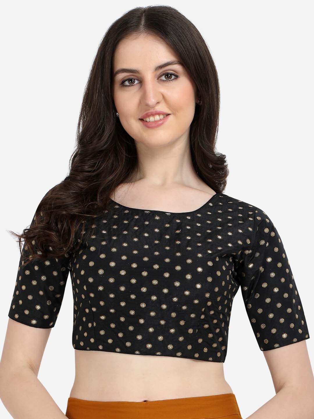 

Fab Viva Black Woven Design Jacquard Saree Blouse