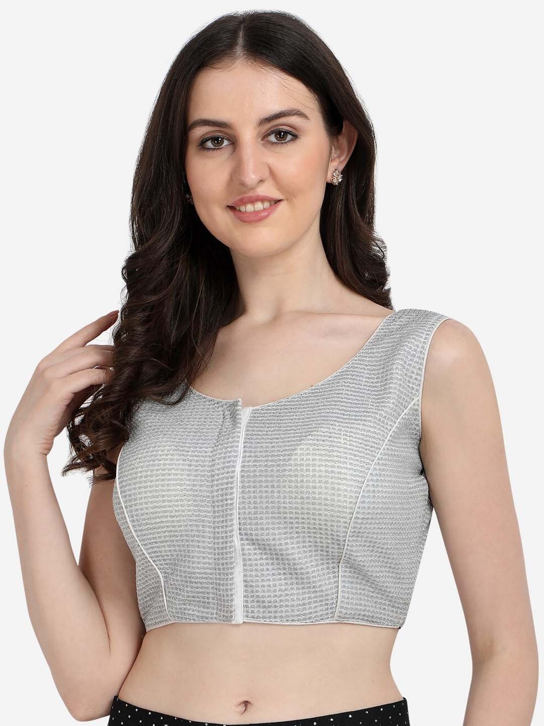 

Fab Viva White Embellished Silk Saree Blouse