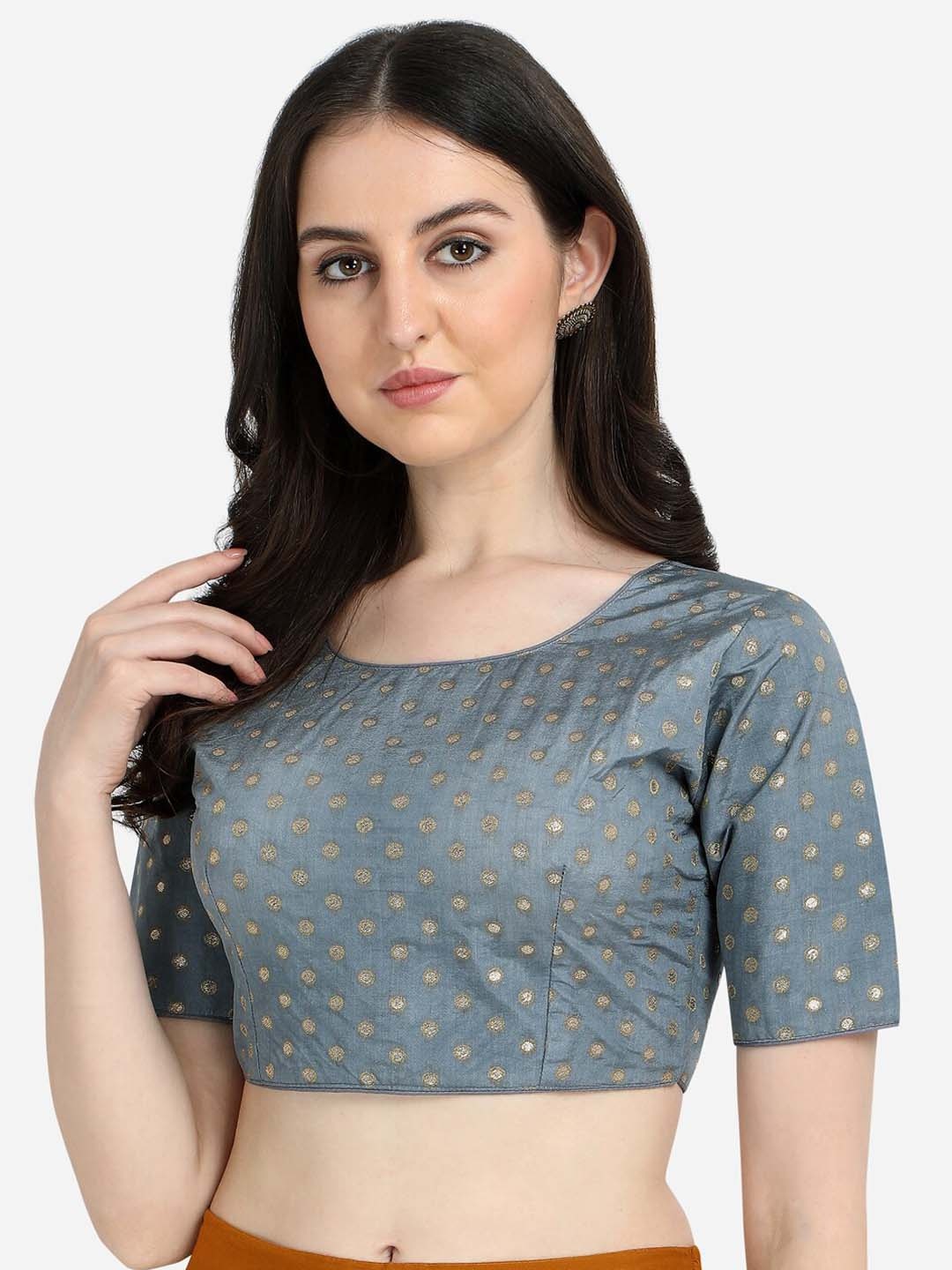 

Fab Viva Grey Woven Design Jacquard Saree Blouse