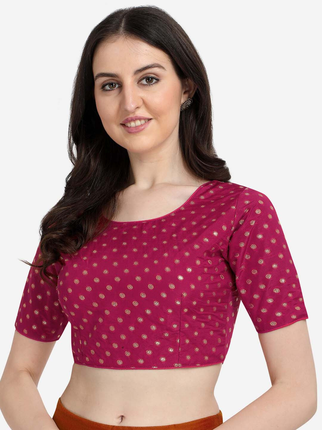 

Fab Viva Pink Woven Design Jacquard Saree Blouse
