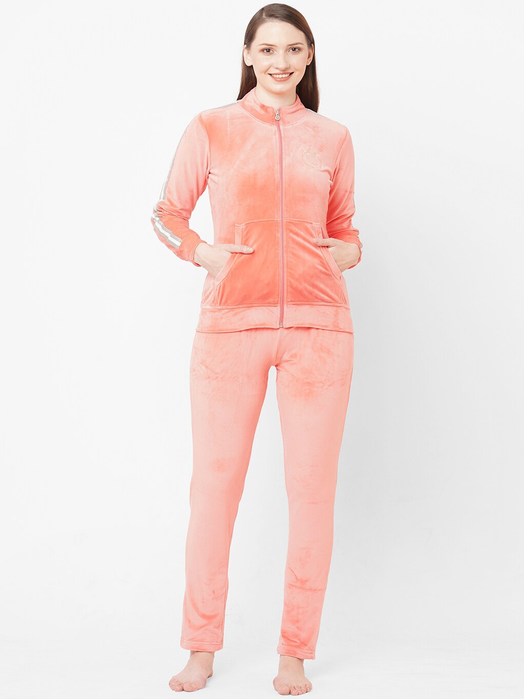 

Sweet Dreams Women Orange Coloured Solid Tracksuits