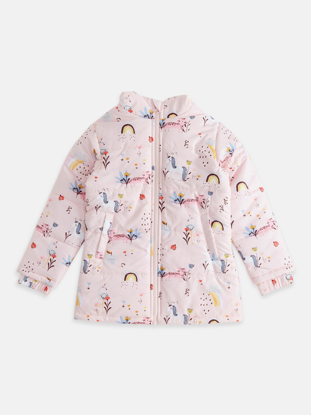 

Pantaloons Junior Girls Pink Floral Puffer Jacket