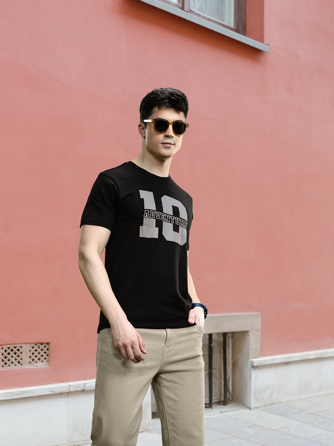 

encore by INVICTUS Men Varsity Printed T-shirt, Black