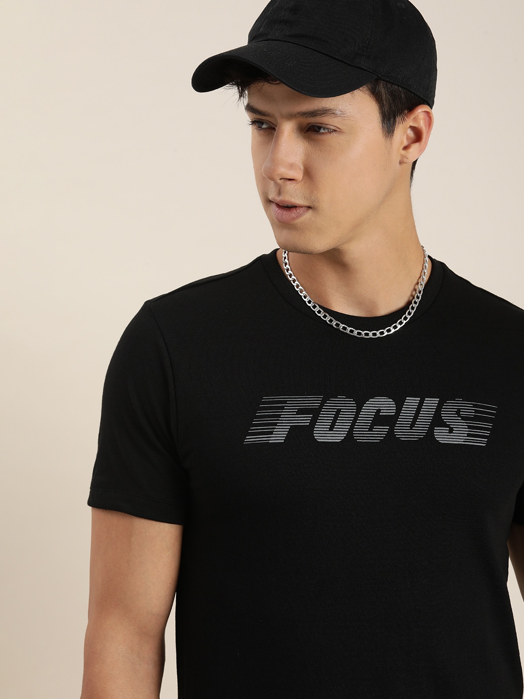 

encore by INVICTUS Men Typography Printed T-shirt, Black