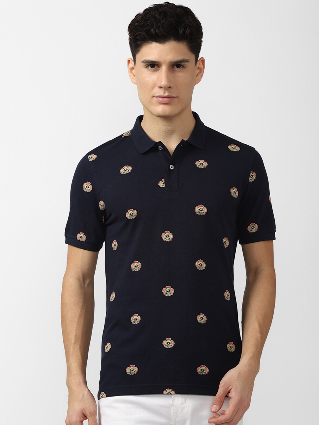 

Van Heusen Sport Men Navy Blue Printed Polo Collar T-shirt