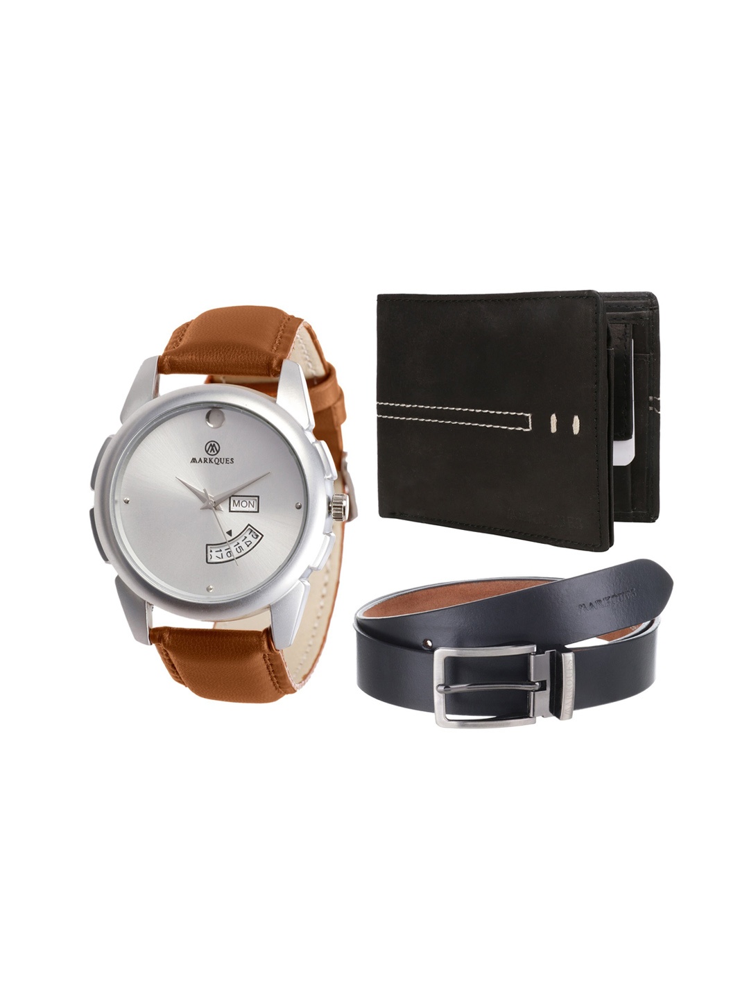 

MARKQUES Men Black & Brown Solid Accessory Gift Set STV-770904-VIN-01-EXE-01-Multi