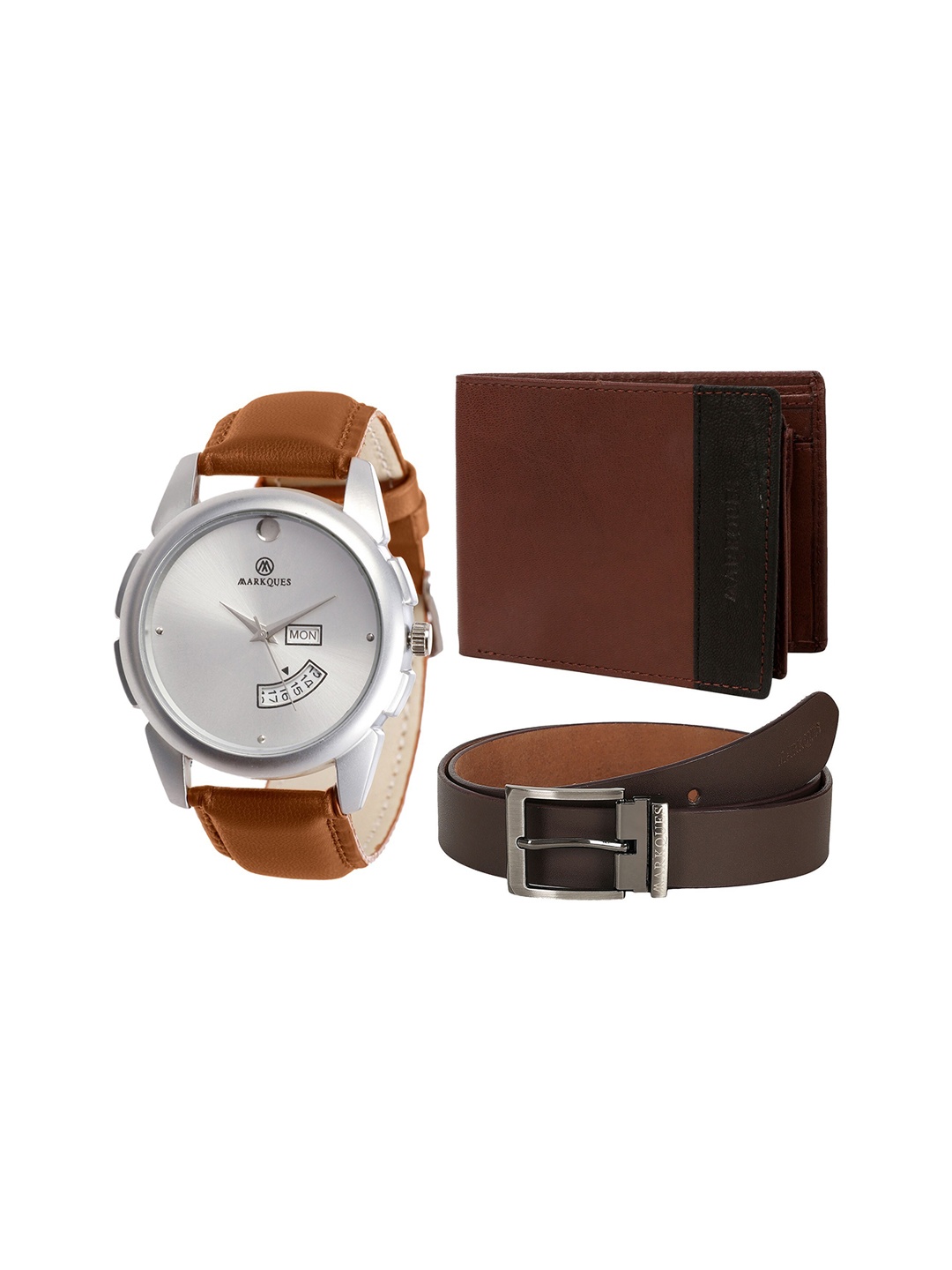 

MARKQUES Men Brown Textured Accessory Gift Set STV-770904-TRB-0201-EXE-02-Multi