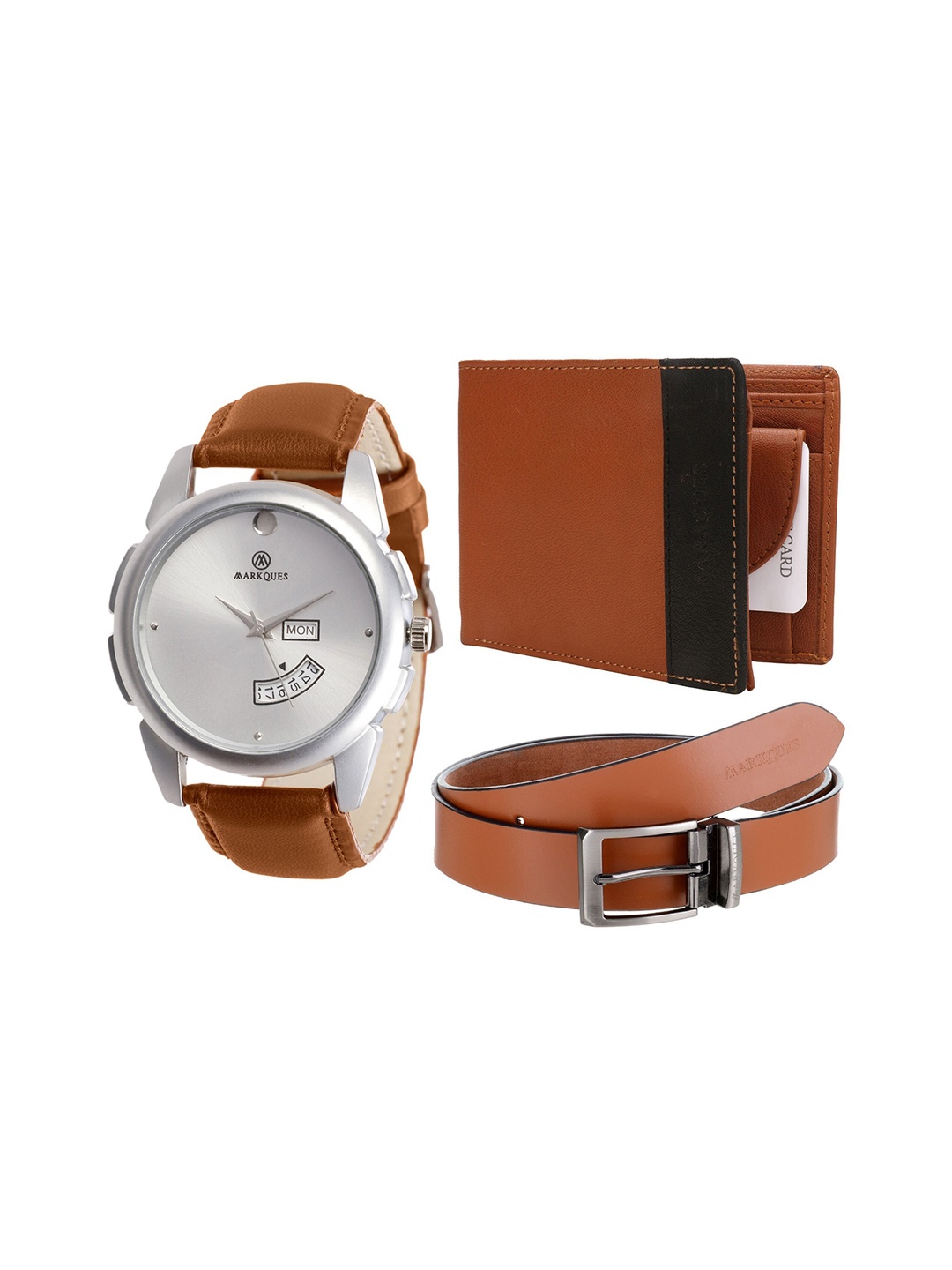 

MARKQUES Men Brown Solid Accessory Gift Set
