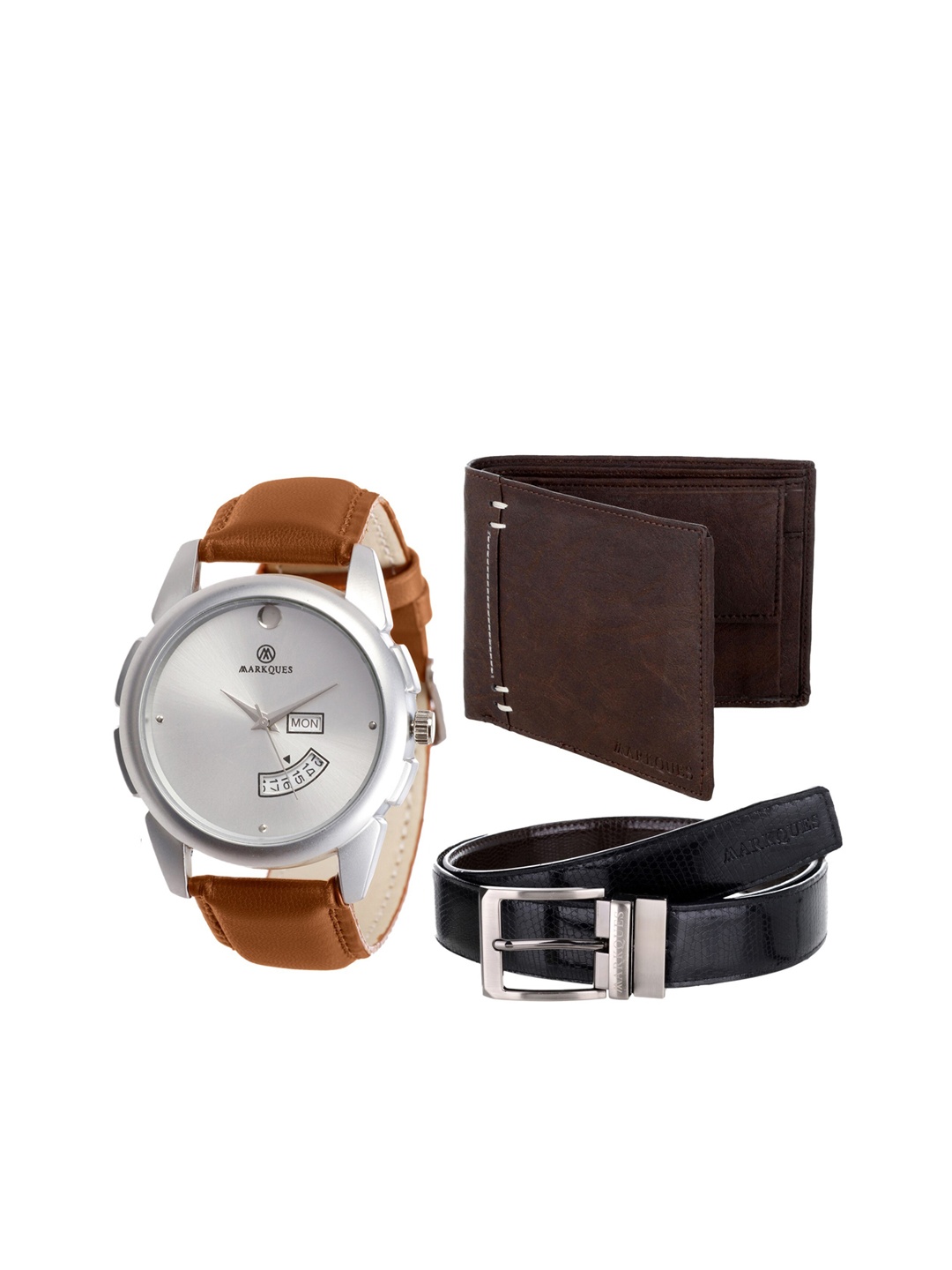 

MARKQUES Men Brown Solid Accessory Gift Set, Black