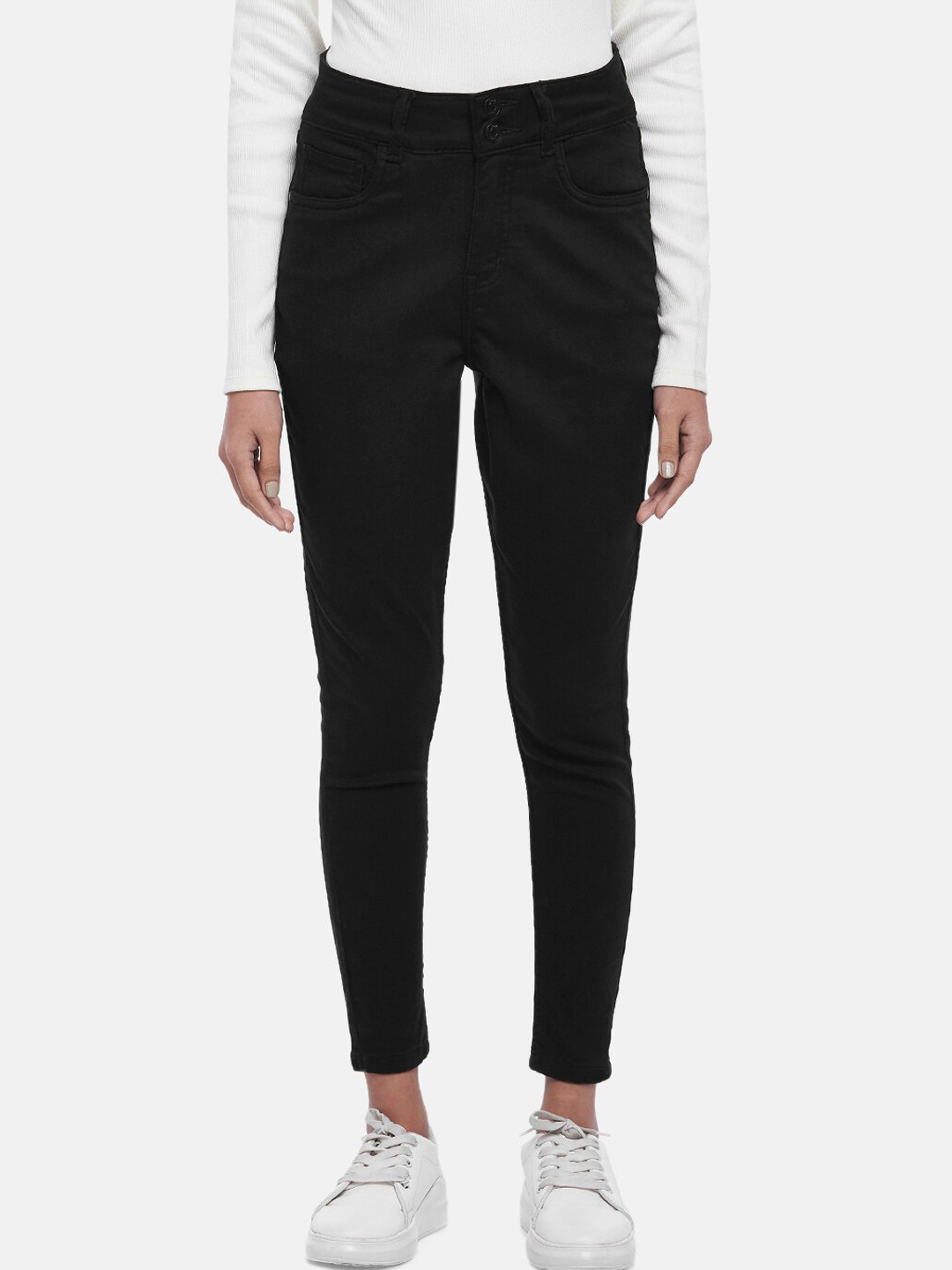 

People Women Black Slim Fit Mid-Rise Jeans
