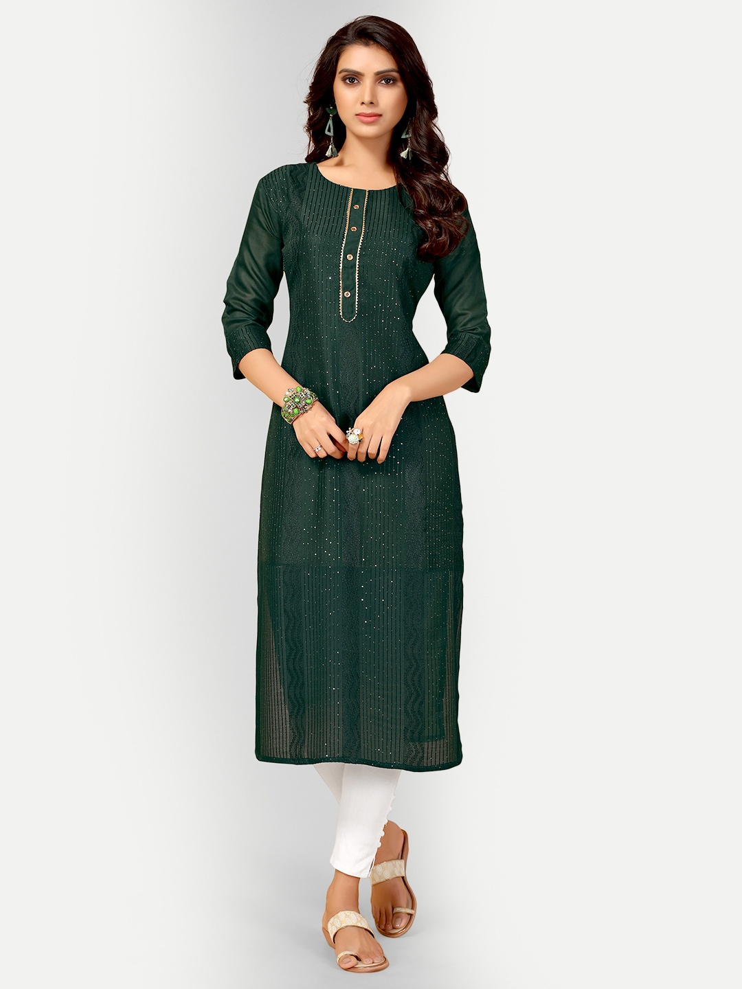 

AA-HA Women Green Embellished Kurta