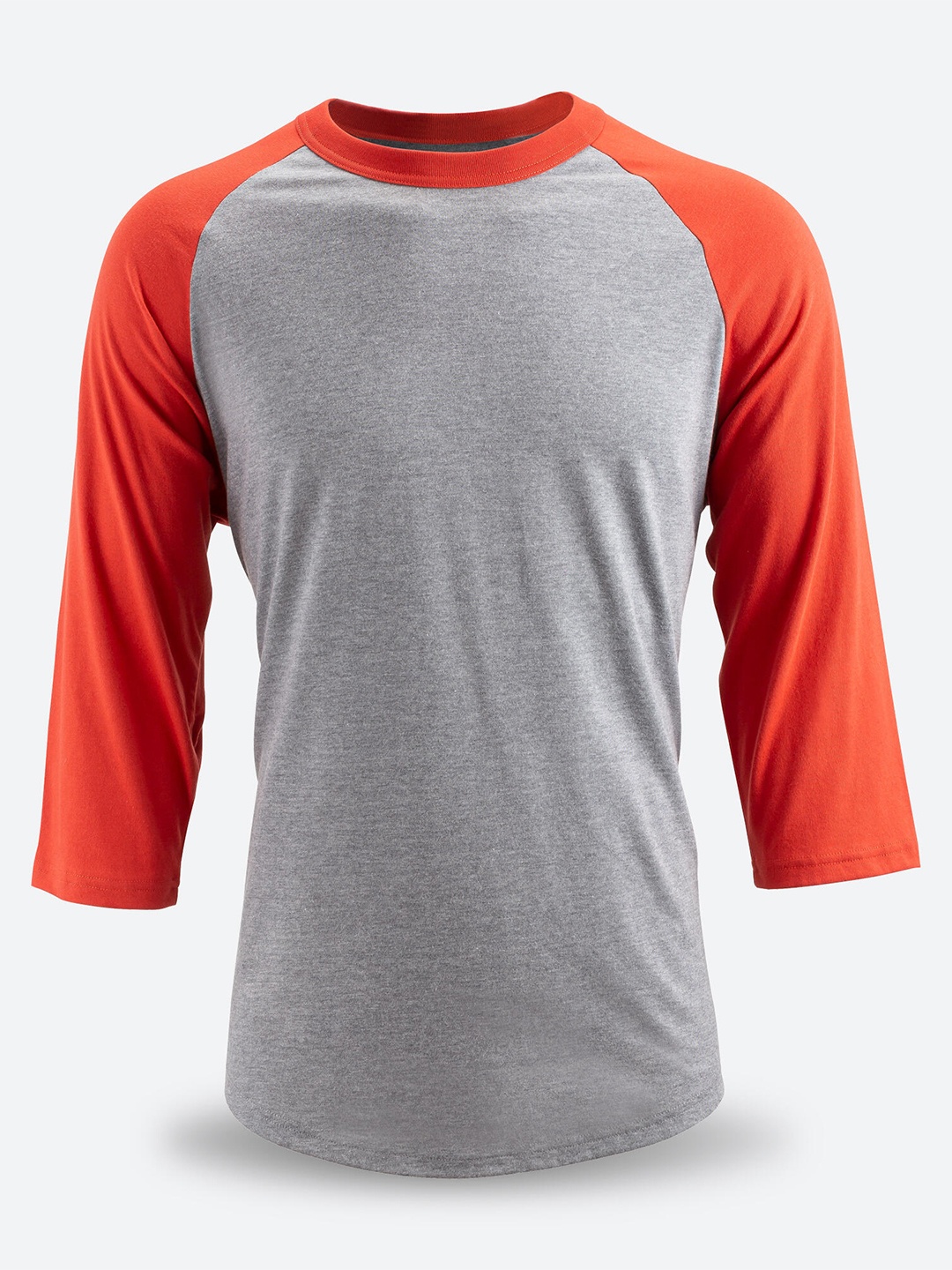 

Kipsta By Decathlon Men Orange & Grey Colourblocked Drop-Shoulder Sleeves T-shirt