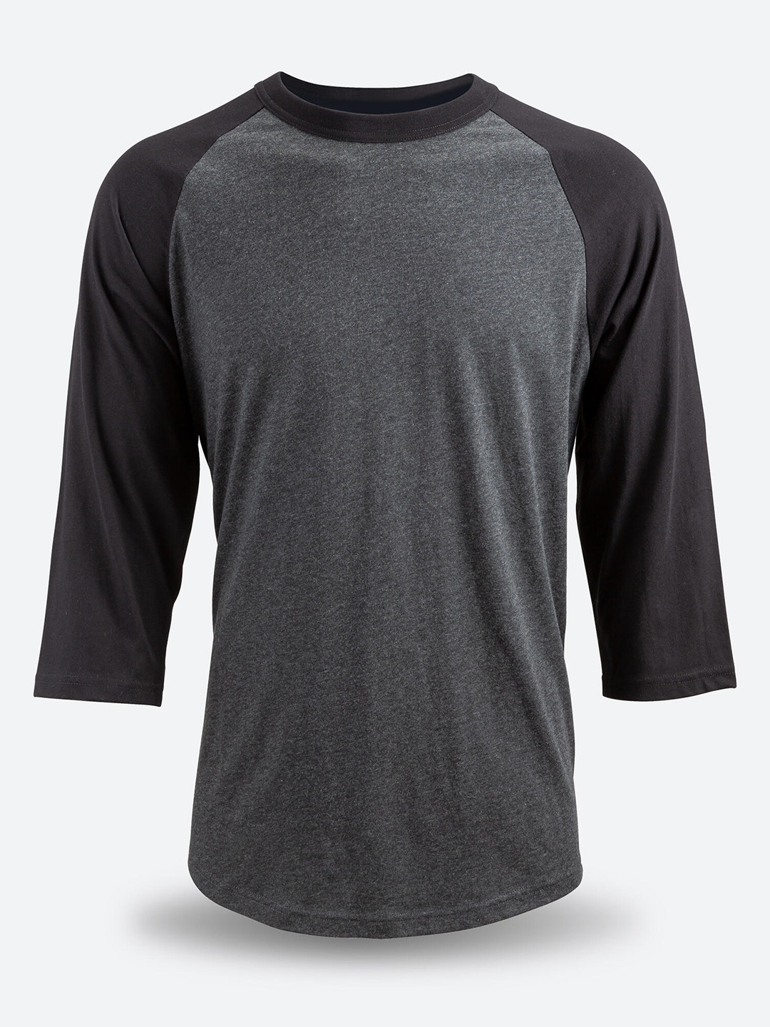 

Kipsta By Decathlon Men Grey Black Lightweight Raglan 3/4Th Sleeve T Shirt.