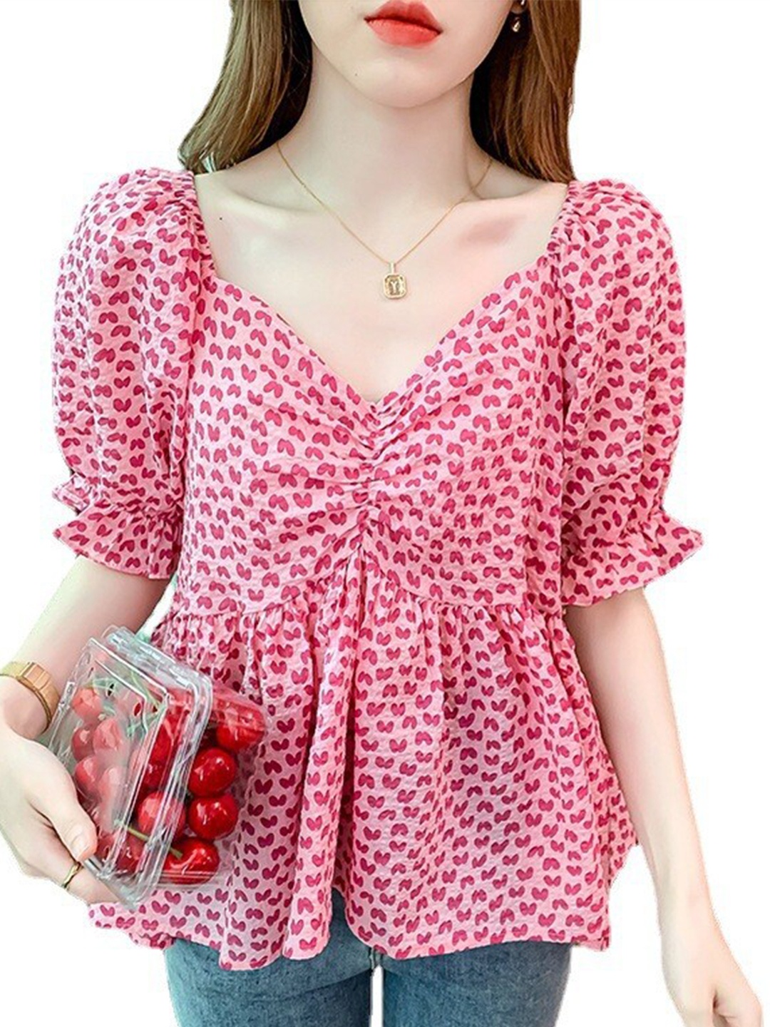 

La Aimee Pretty Pink Floral Top