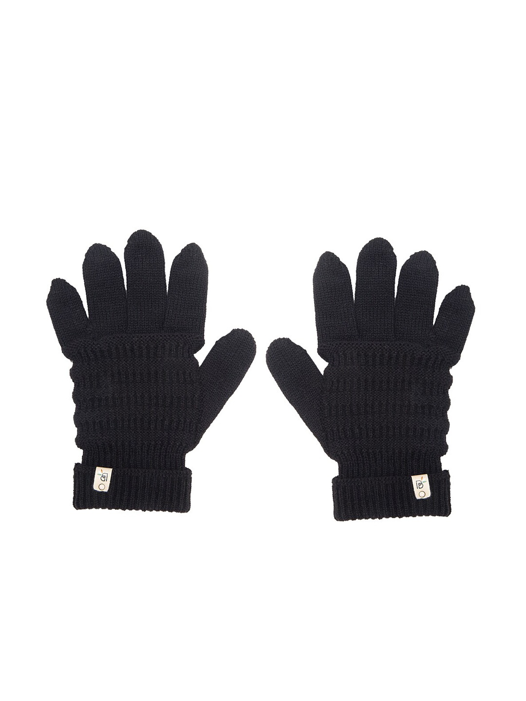 

Bharatasya Men Black Patterened Knitted Winter Gloves
