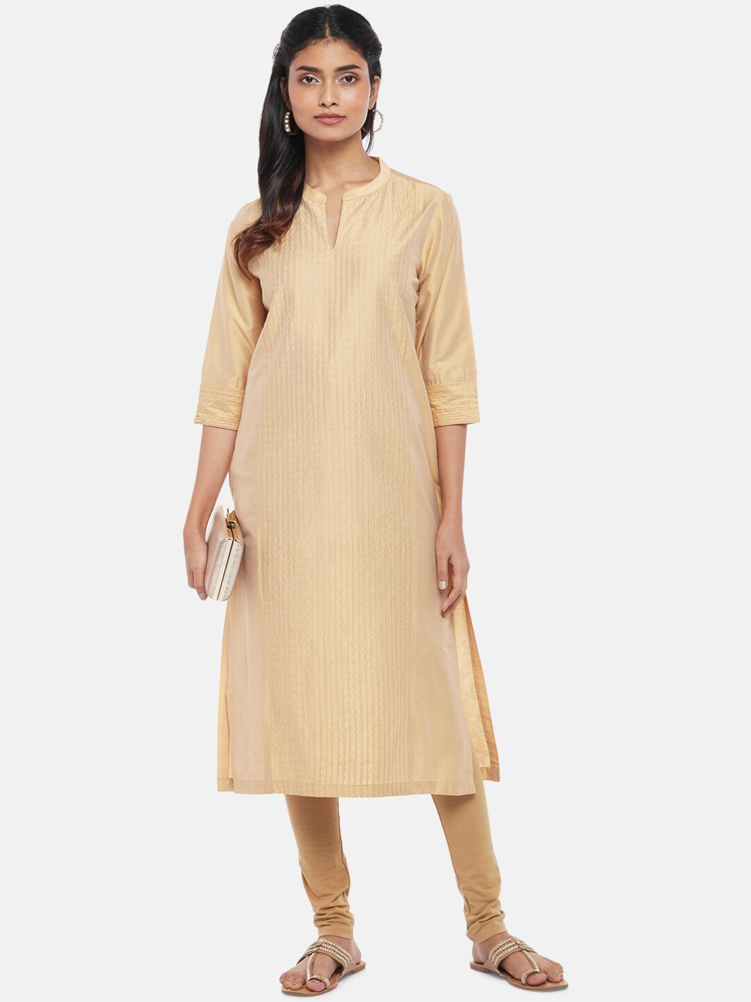 

RANGMANCH BY PANTALOONS Women Gold-Toned Thread Work Kurta