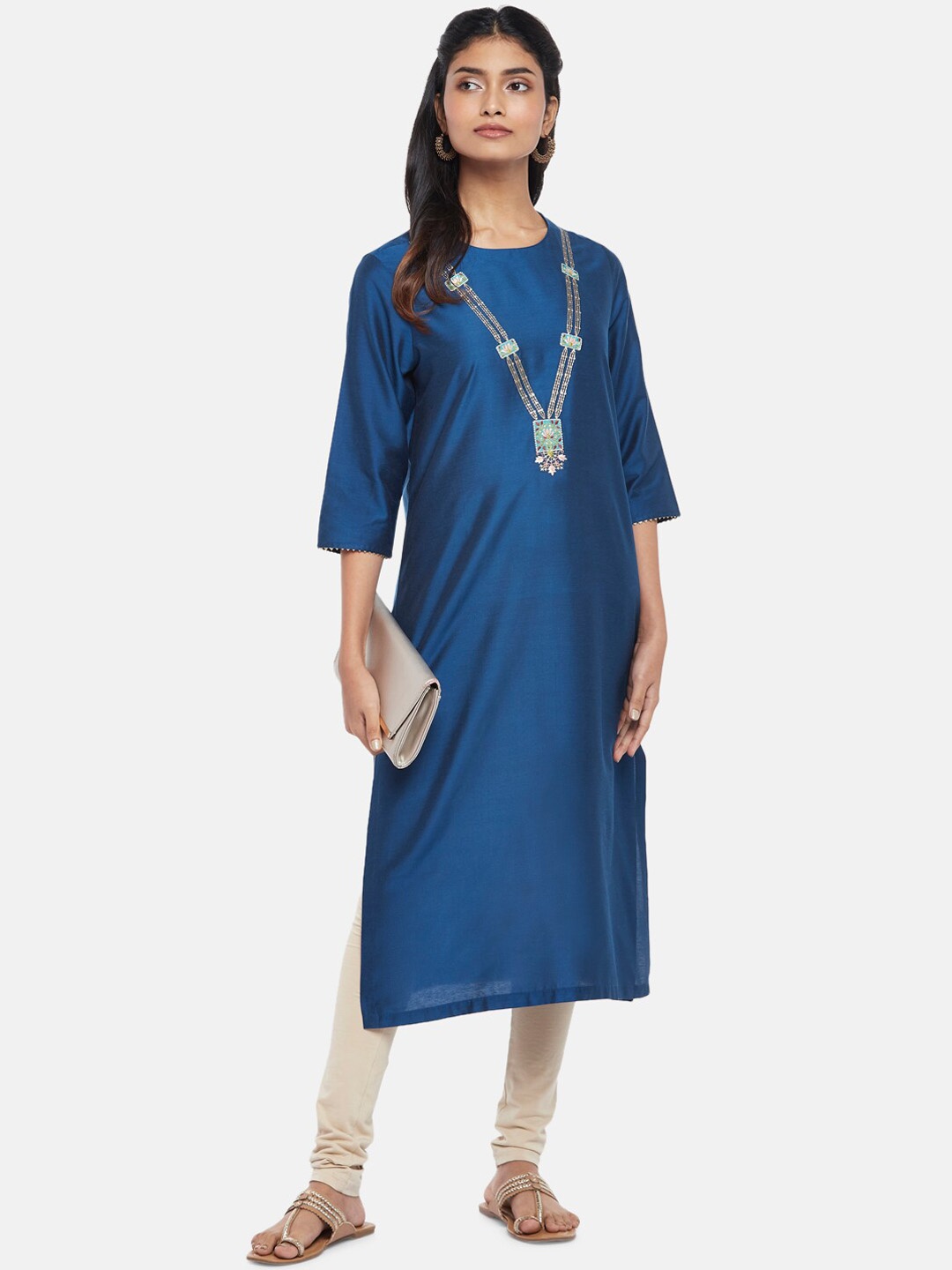 RANGMANCH BY PANTALOONS Women Blue Gotta Patti Kurta