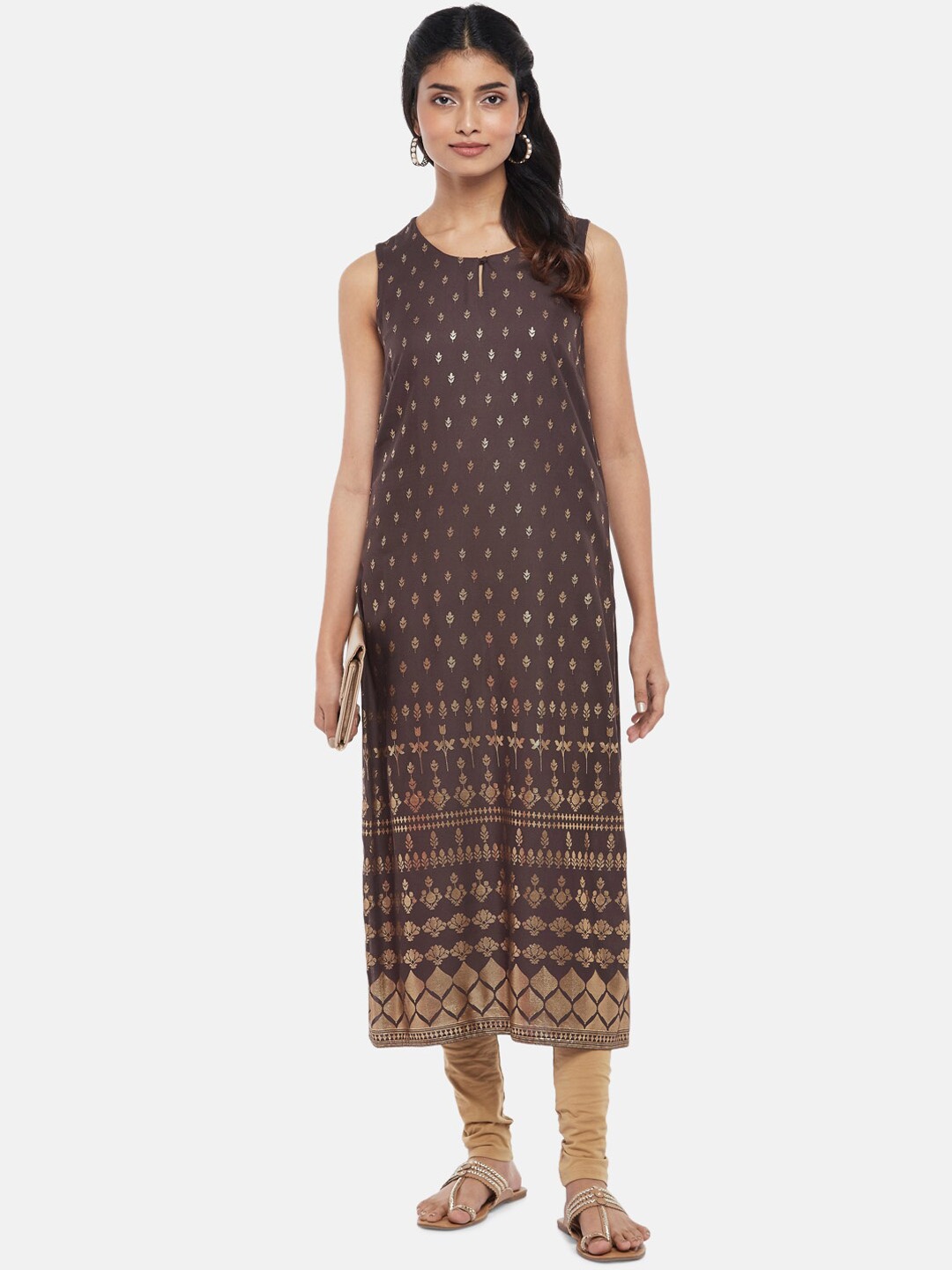 

RANGMANCH BY PANTALOONS Women Brown Ethnic Motifs Printed Kurta