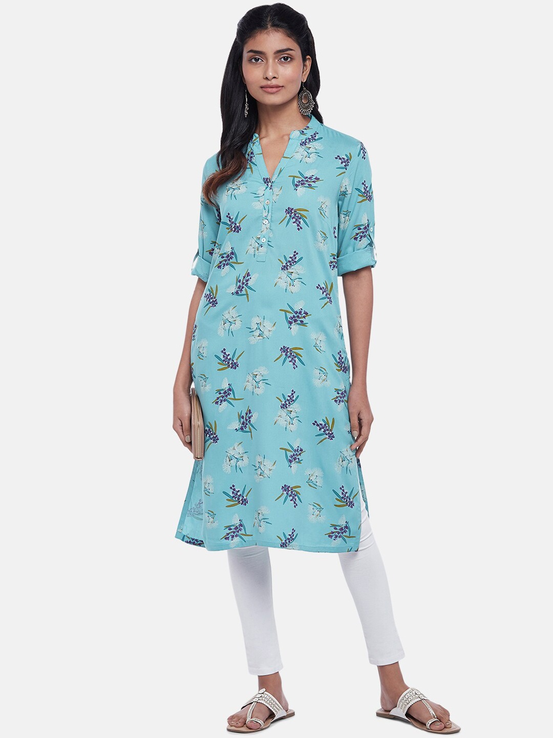 

RANGMANCH BY PANTALOONS Women Blue Floral Printed Kurta