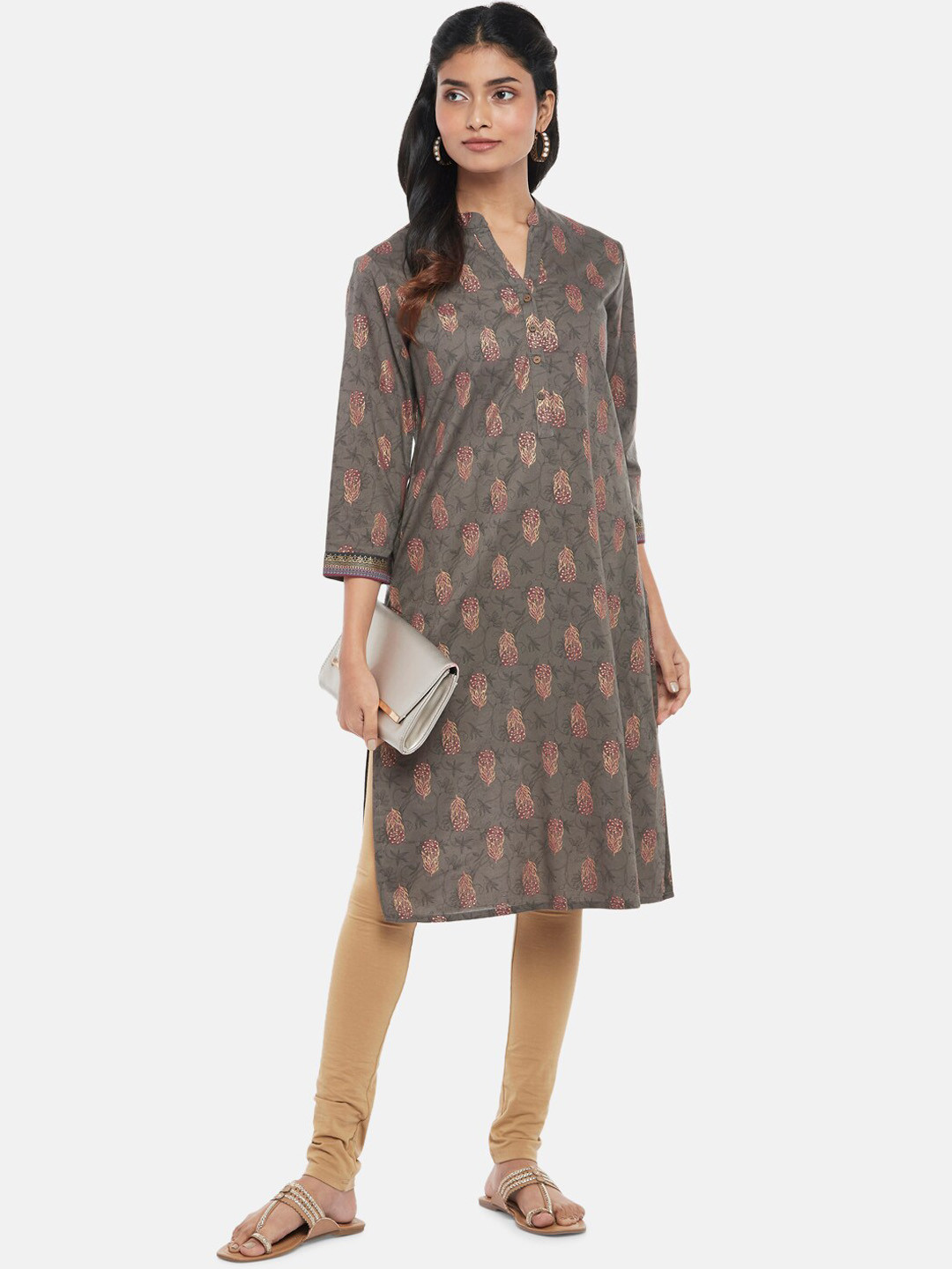 

RANGMANCH BY PANTALOONS Women Grey Ethnic Motifs Printed Kurta