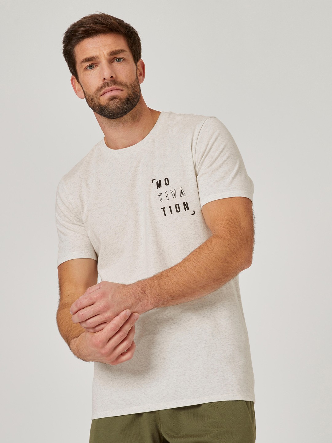 

NYAMBA By Decathlon Men White Typography Short Sleeves Round Neck Printed T-shirt