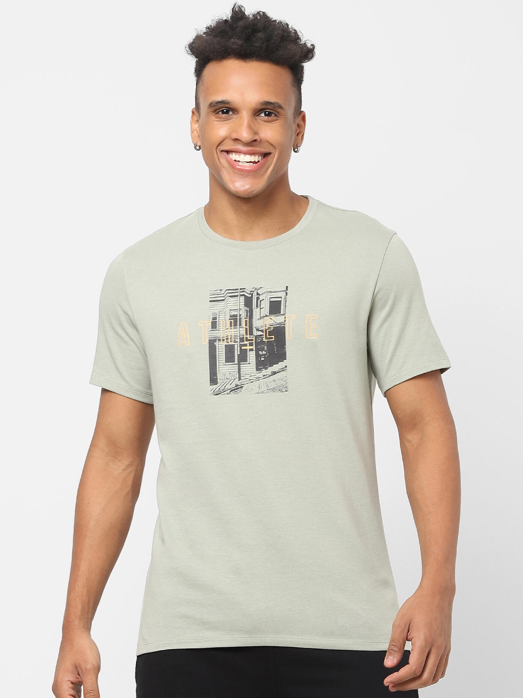 

NYAMBA By Decathlon Men Khaki Printed T-shirt