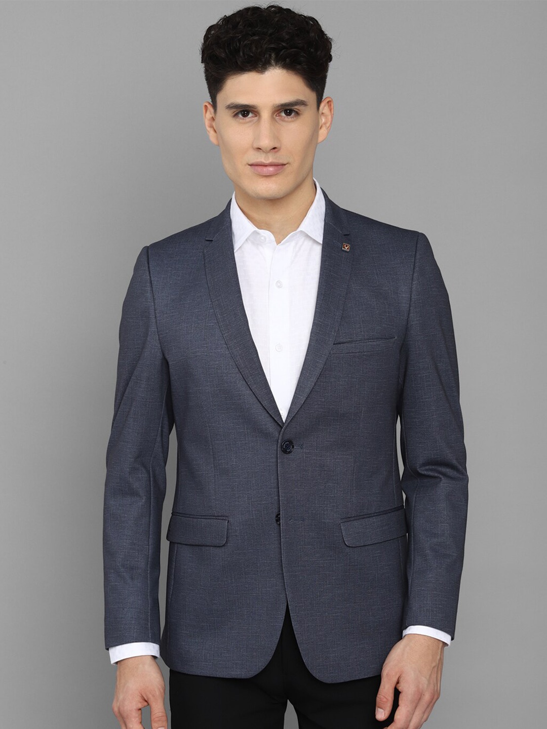 

Allen Solly Men Navy Blue Self-Design Slim-Fit Single Breasted Formal Blazers