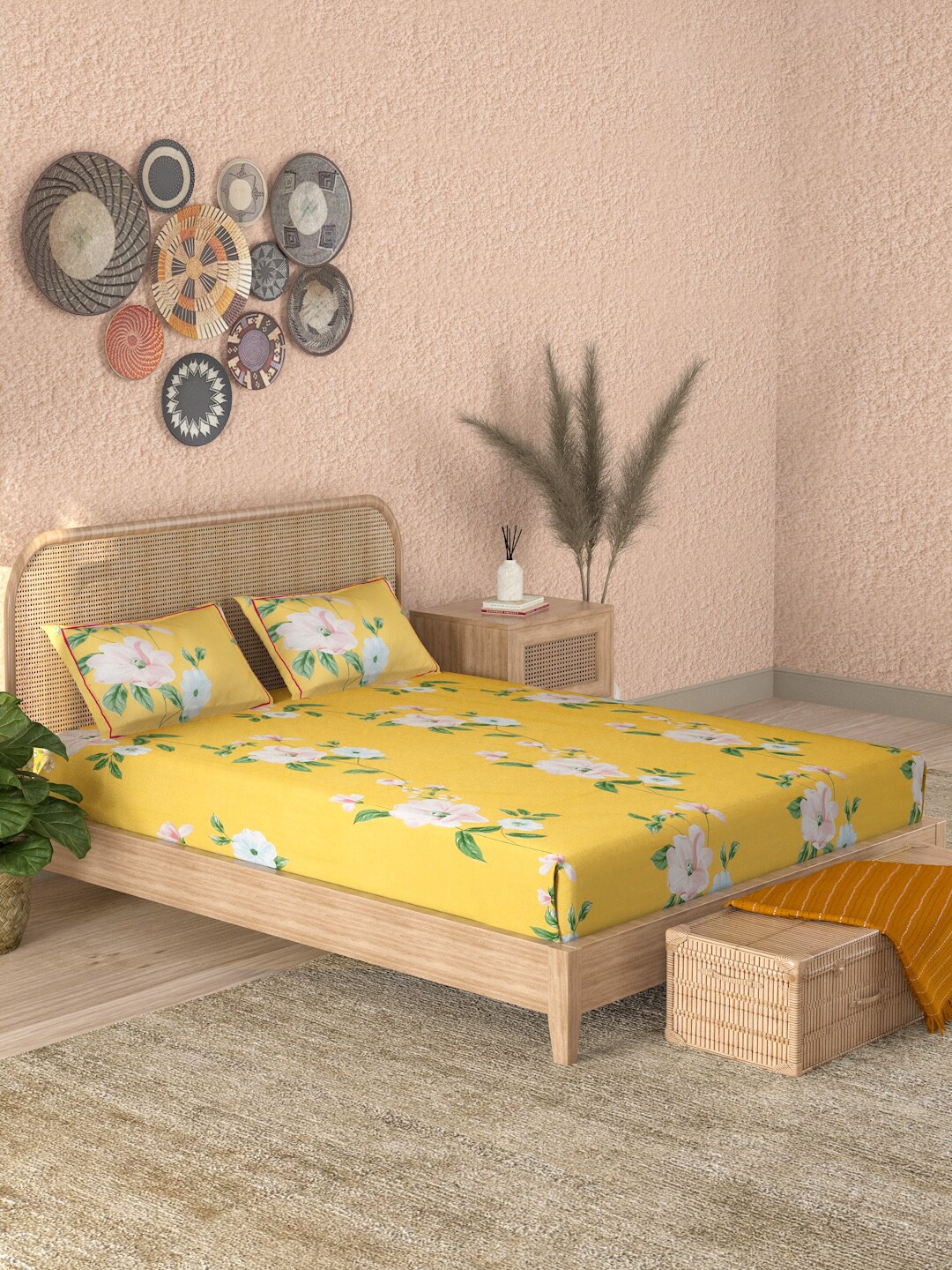 

Sangria Unisex Yellow Bedsheets